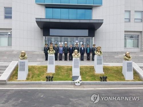 육군사관학교 교내에 설치된 독립전쟁 영웅 5인의 흉상 ⓒ연합뉴스